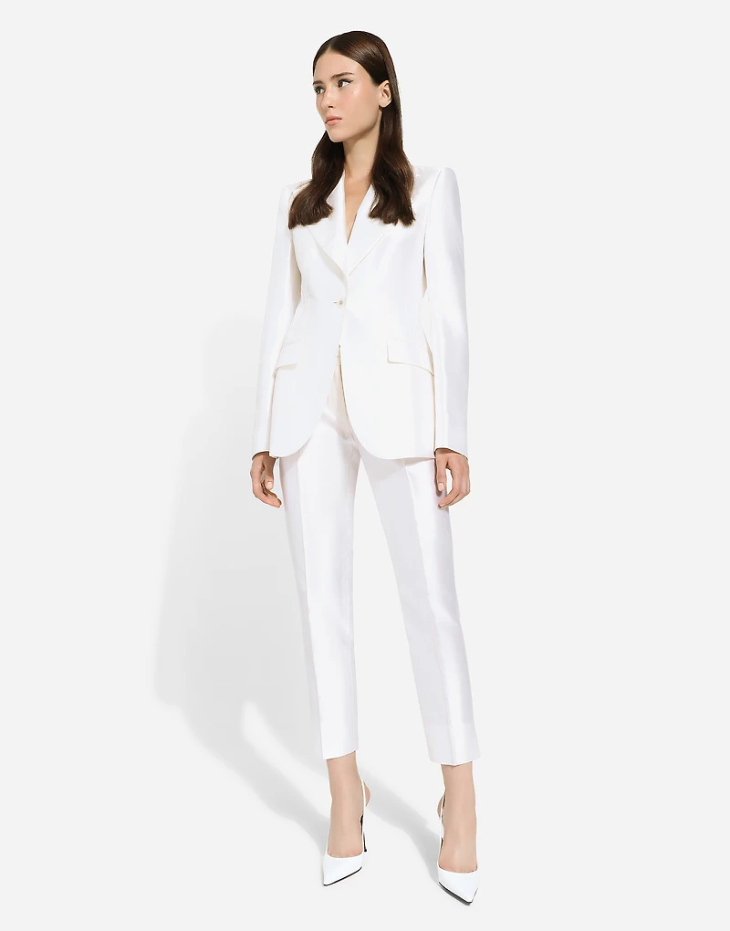 Single-breasted Mikado silk Turlington jacket