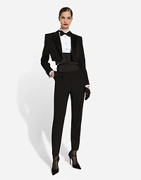 Cotton poplin shirt with piqué front