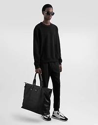 Large crocodile-print calfskin shopper