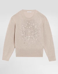 Lurex knit pullover with rhinestone detailing