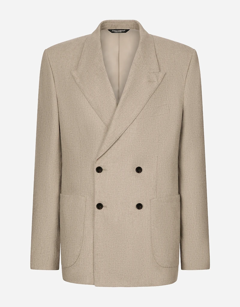 Deconstructed double-breasted cashmere jacket
