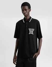 Cotton polo-shirt with bandanna-print details