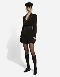 Wool gabardine tuxedo shorts