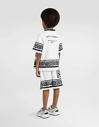 Majolica-print double piqué bermuda shorts