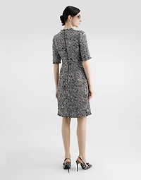 Raschel tweed midi dress with short sleeves