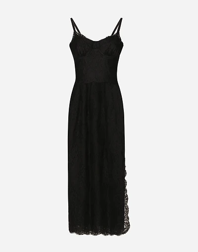 Lace calf-length slip dress