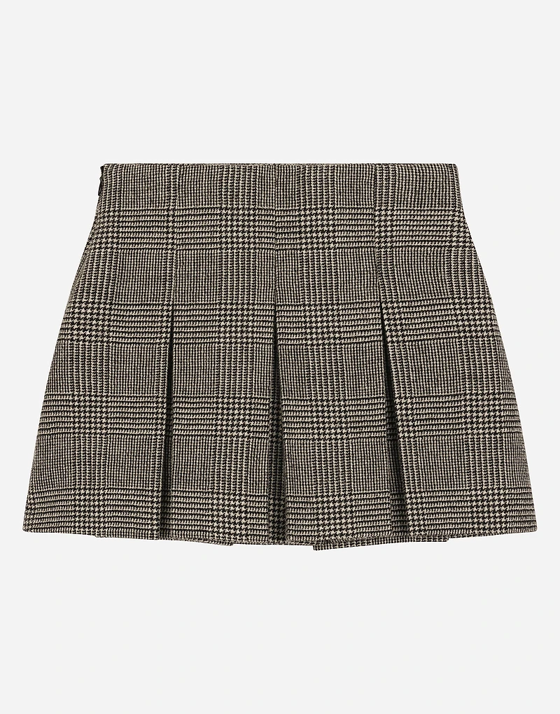 Wool-blend glen plaid skirt with DG logo