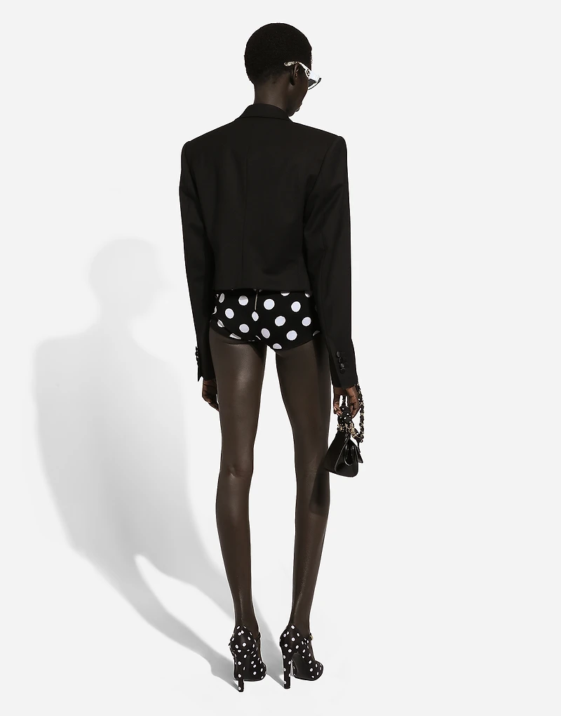 Wool and silk high-waisted panties with polka-dot inlay
