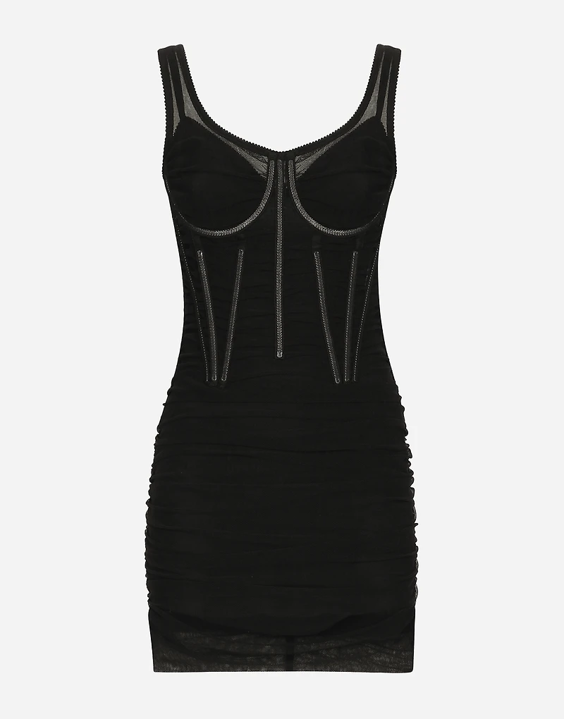 Short tulle dress with corset details