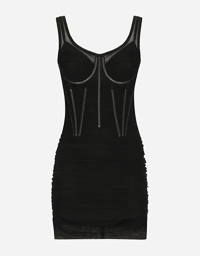 Short tulle dress with corset details