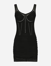 Short tulle dress with corset details