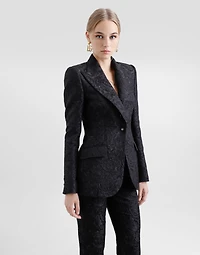 Single-breasted floral quilted jacquard Turlington jacket