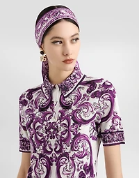 Majolica-print silk polo