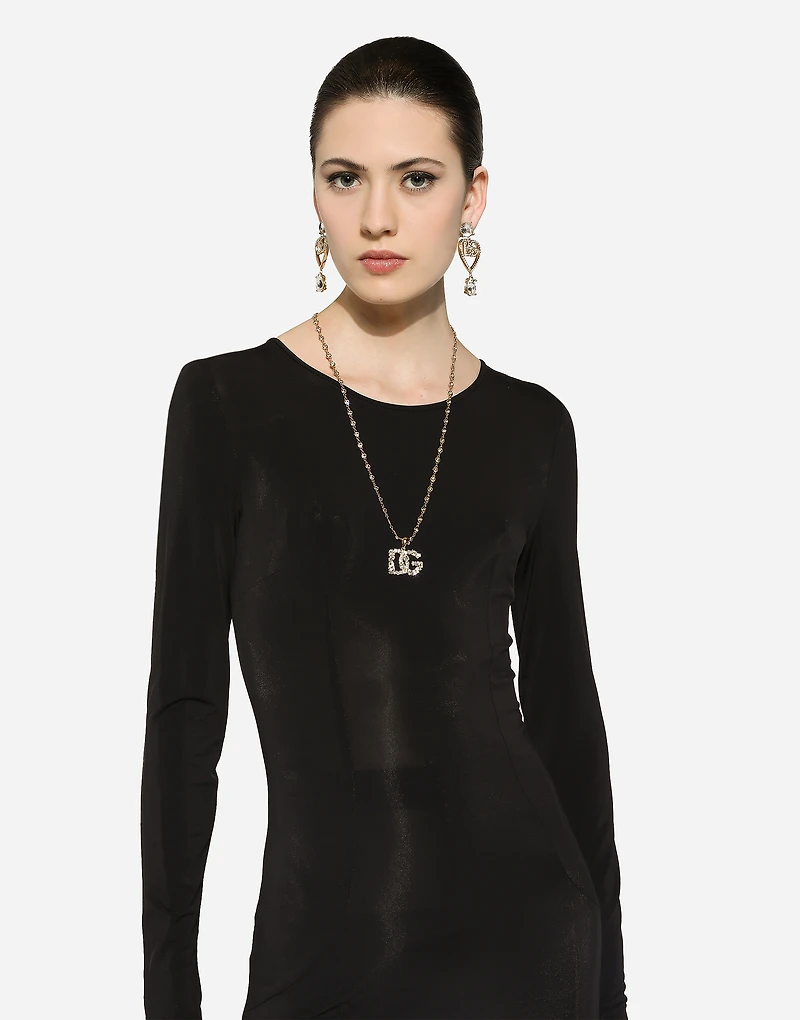 Necklace with rhinestone-detailed DG logo