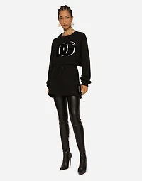 Jersey miniskirt with logo patch