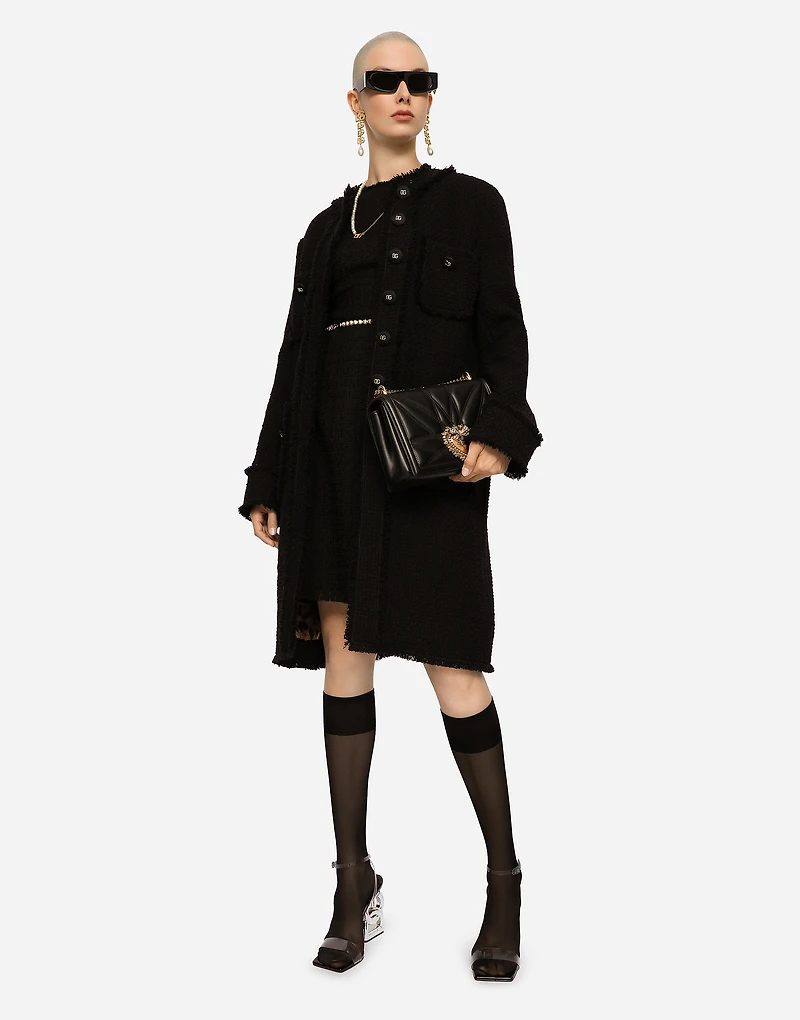 Single-breasted tweed coat