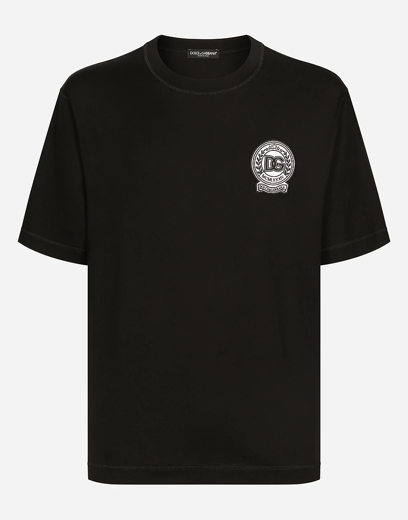 Cotton T-shirt with logo embroidery