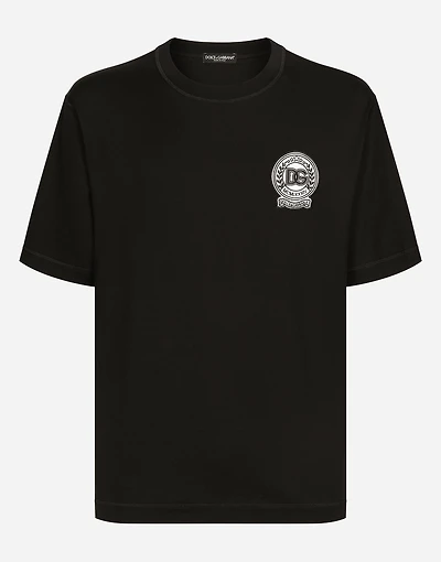Cotton T-shirt with logo embroidery