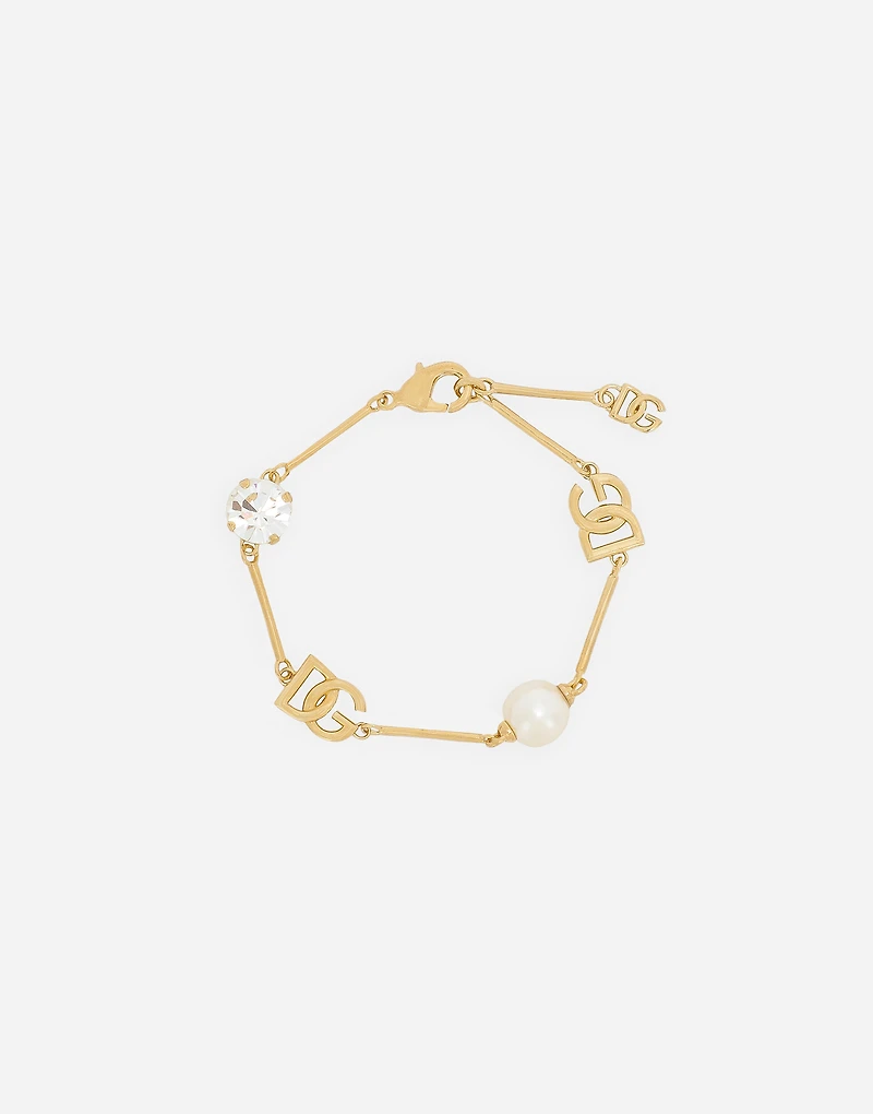 Bracelet with DG logo, rhinestones and beads