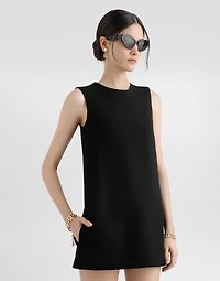 Short wool crepe A-line dress