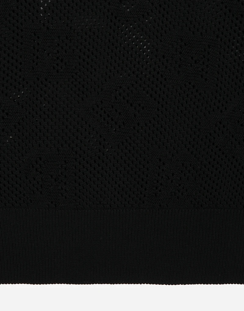 Cropped mesh-stitch viscose sweater with jacquard DG logo