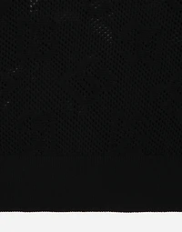 Cropped mesh-stitch viscose sweater with jacquard DG logo