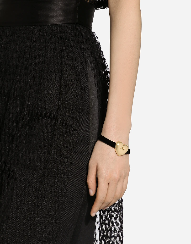 Velvet bracelet with DG logo heart
