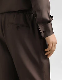 Silk twill jogging trousers
