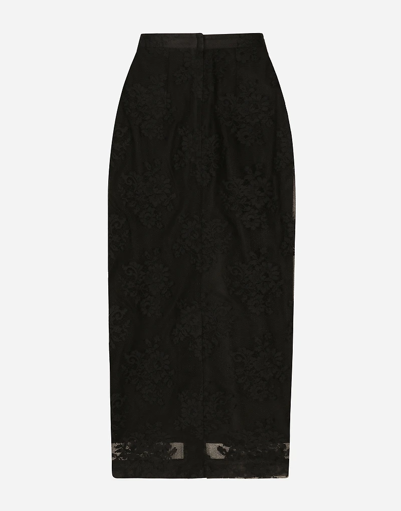 Lace pencil skirt with slit