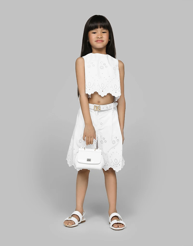 Poplin and broderie anglaise shorts