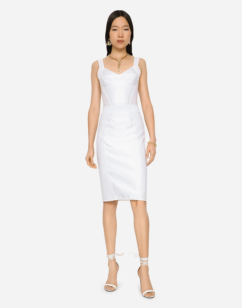 Marquisette and satin skirt with corset details