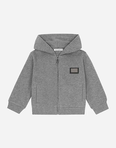 Zip-up hoodie with logo tag