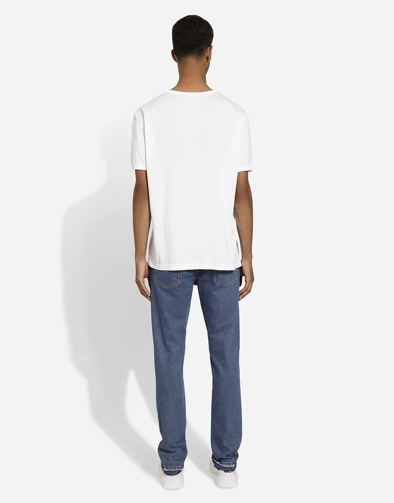 Slim-fit stretch blue denim jeans