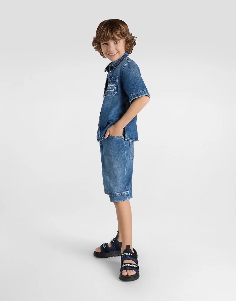 5-pocket denim shorts with Dolce&Gabbana logo