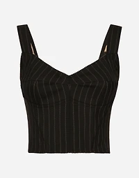 Pinstripe wool corset top