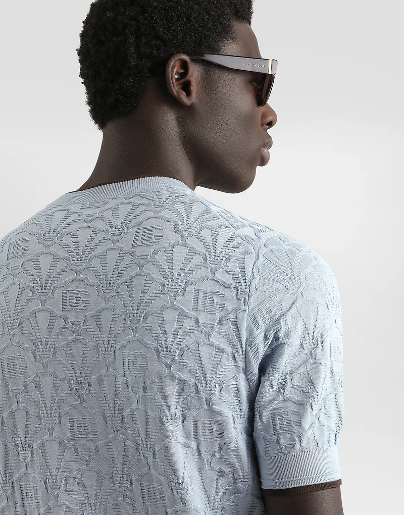 Silk crewneck pullover with logo