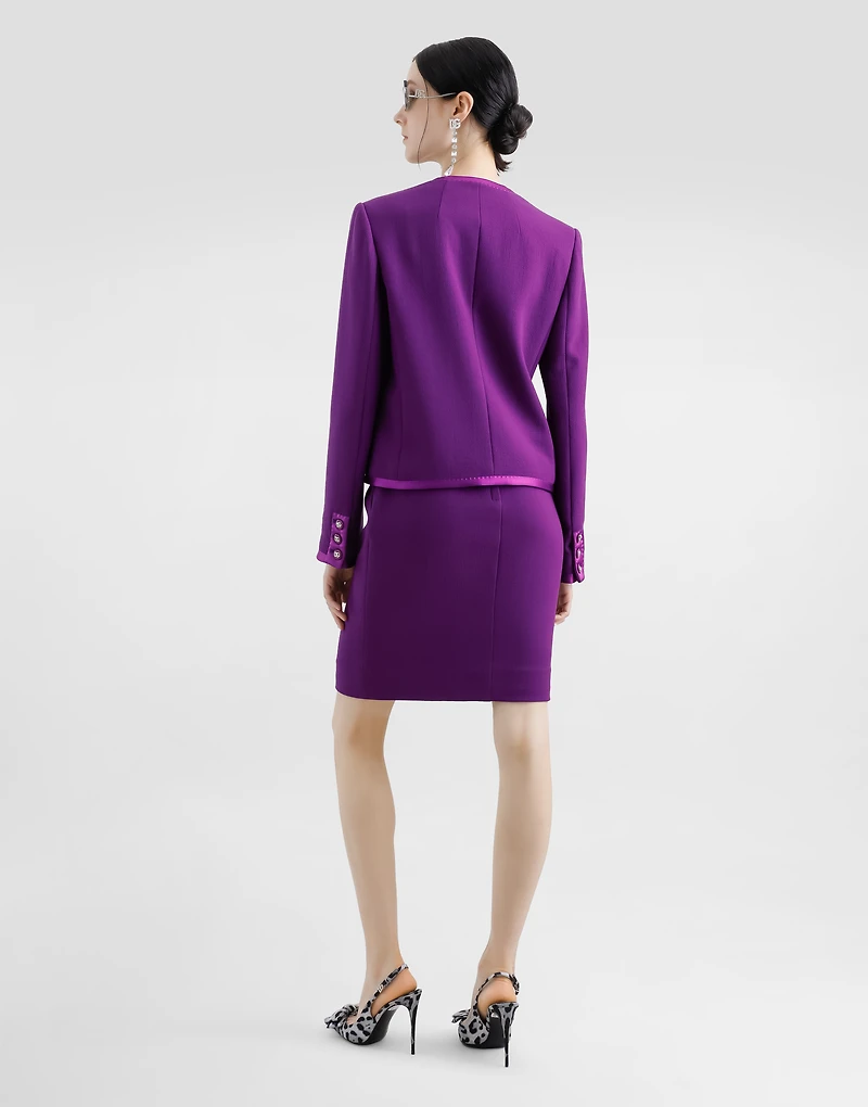 Wool crepe midi pencil skirt