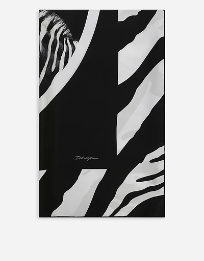 Large zebra-print twill scarf (140 x 140)
