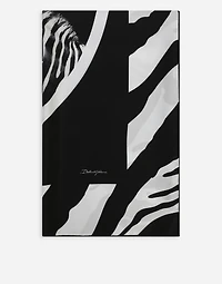 Large zebra-print twill scarf (140 x 140)