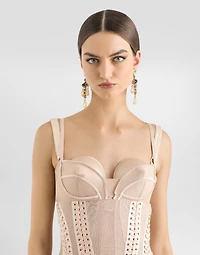 Light tulle calf-length slip dress with corset details