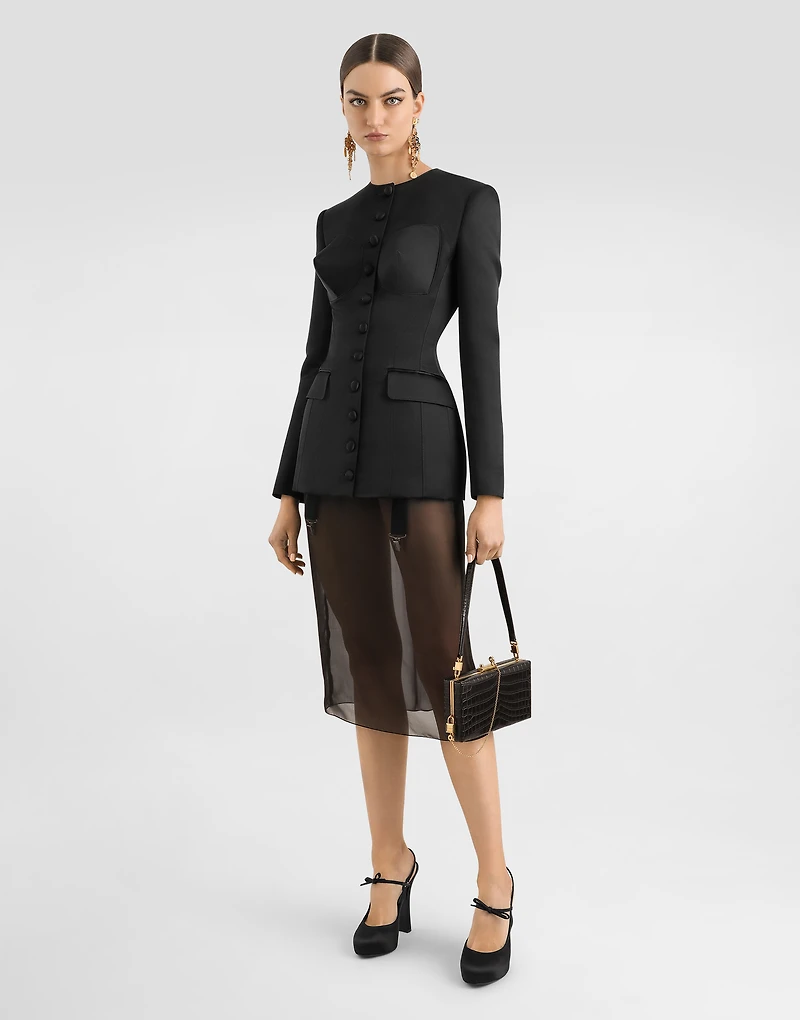 Single-breasted duchess jacket with conical cups