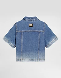 Short-sleeved denim shirt