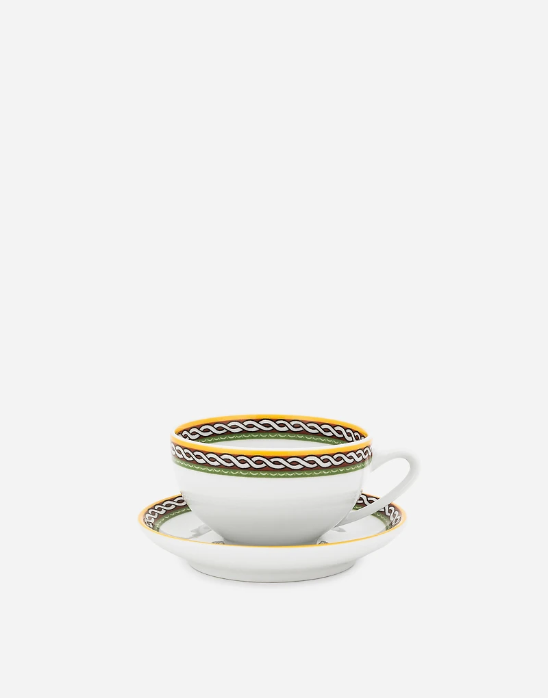 Set 2 Porcelain Teacups with Saucers