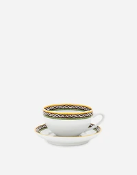 Set 2 Porcelain Teacups with Saucers