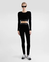 Cotton chenille crop top with jacquard DG logo