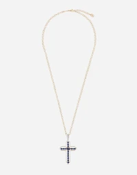 Cross Pendant 18-carat yellow and white gold, sapphires