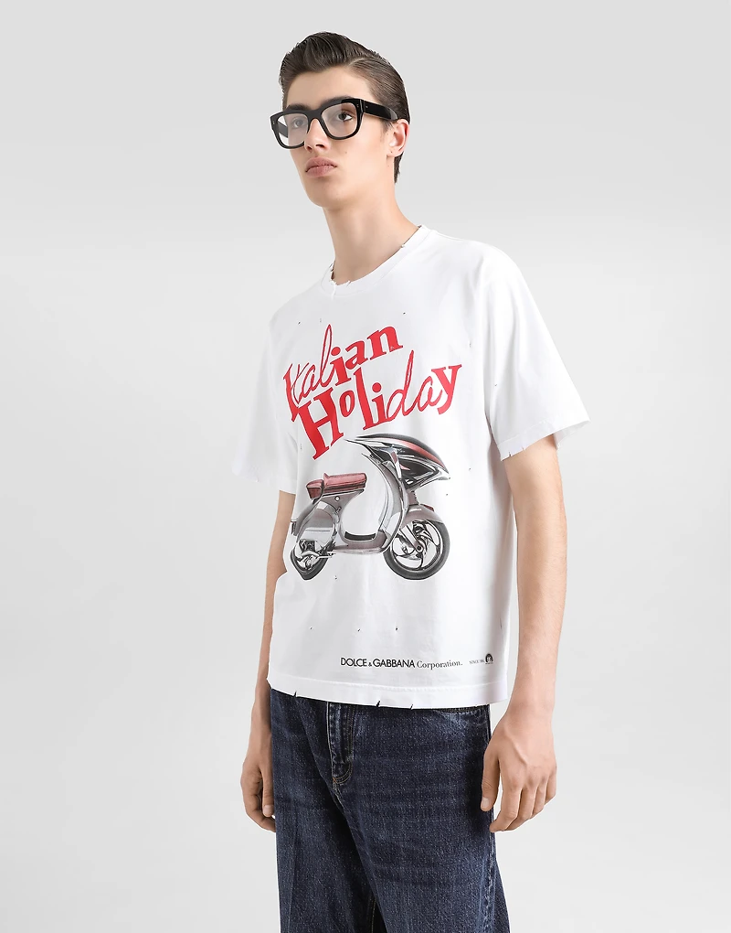 Cotton T-shirt with Vespa print