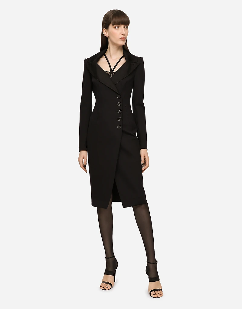 Technical jersey midi coat dress