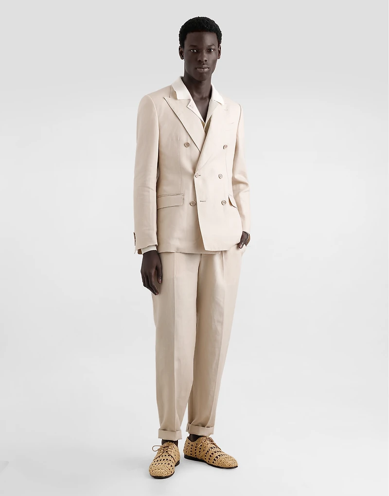 Double-breasted linen fabric jacket