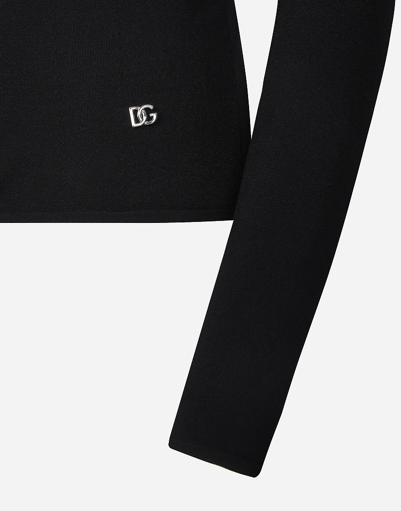 Short stretch viscose knit jacket with DG logo